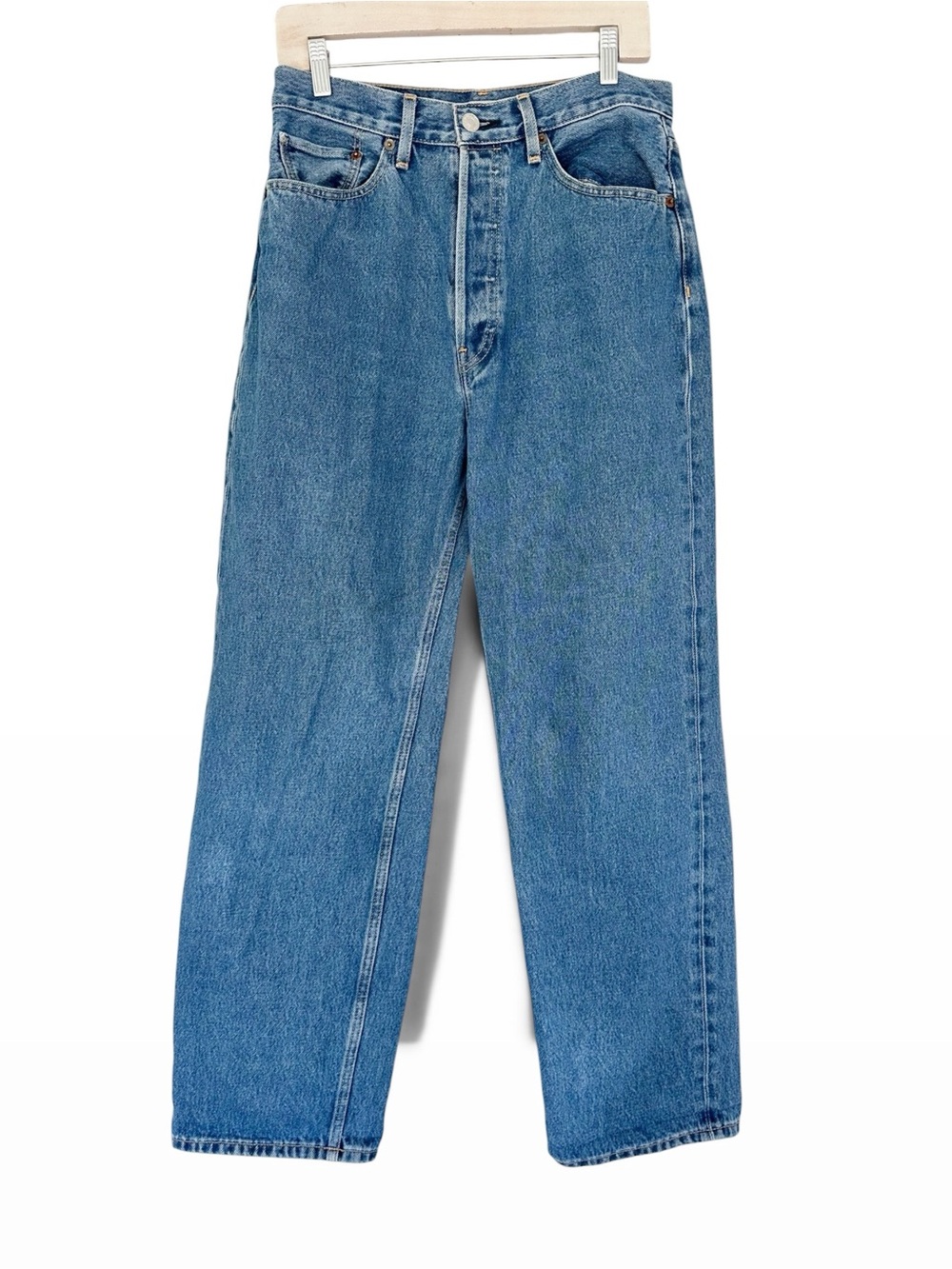 Re/Done • High Rise Relaxed Wide Straight Leg Jean